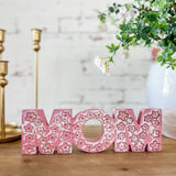 Wood Flower Design Mom Block