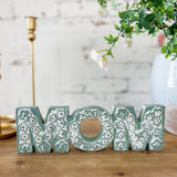 Wood Flower Design Mom Block