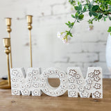 Wood Flower Design Mom Block