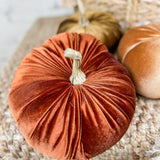 10" Burnt Orange Velvet Pumpkin