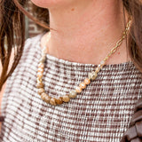 Neutral Stone and Crystal Paperclip Chain Necklace