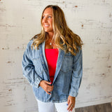 Acid Wash Denim Button Down Shirt Jacket