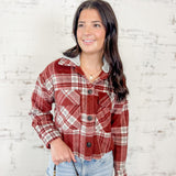 Burgundy Plaid Cropped Shacket