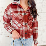 Burgundy Plaid Cropped Shacket