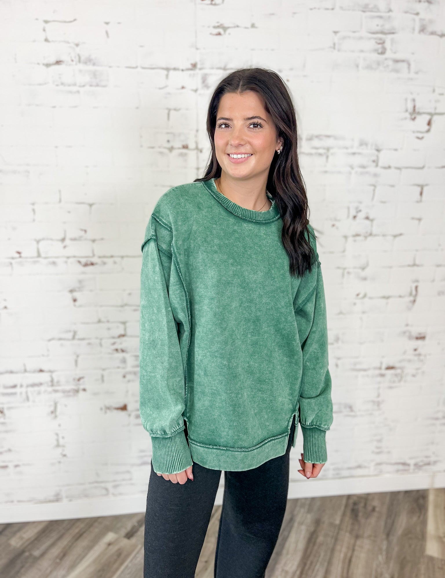 Acid Wash Sweatshirt with slit