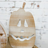 Tall Distressed Wood Jack O Lantern Block