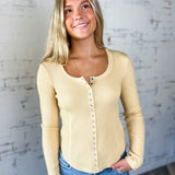 Snapped Up Waffle Knit Top