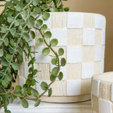 Textured Checkered Ceramic Planter