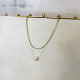 Chain Pearl Charm Necklace