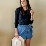 Denim Braided Trim Skort