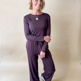 Ruched Long Sleeve Wide Leg Set