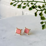Blush Pearl Trim Stud Earrings