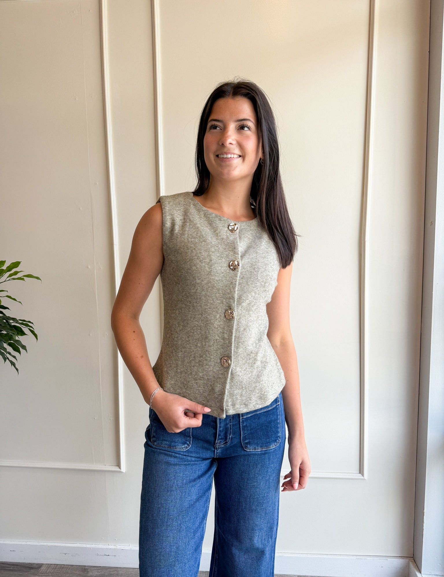 Gold Buttoned Up Knit Vest