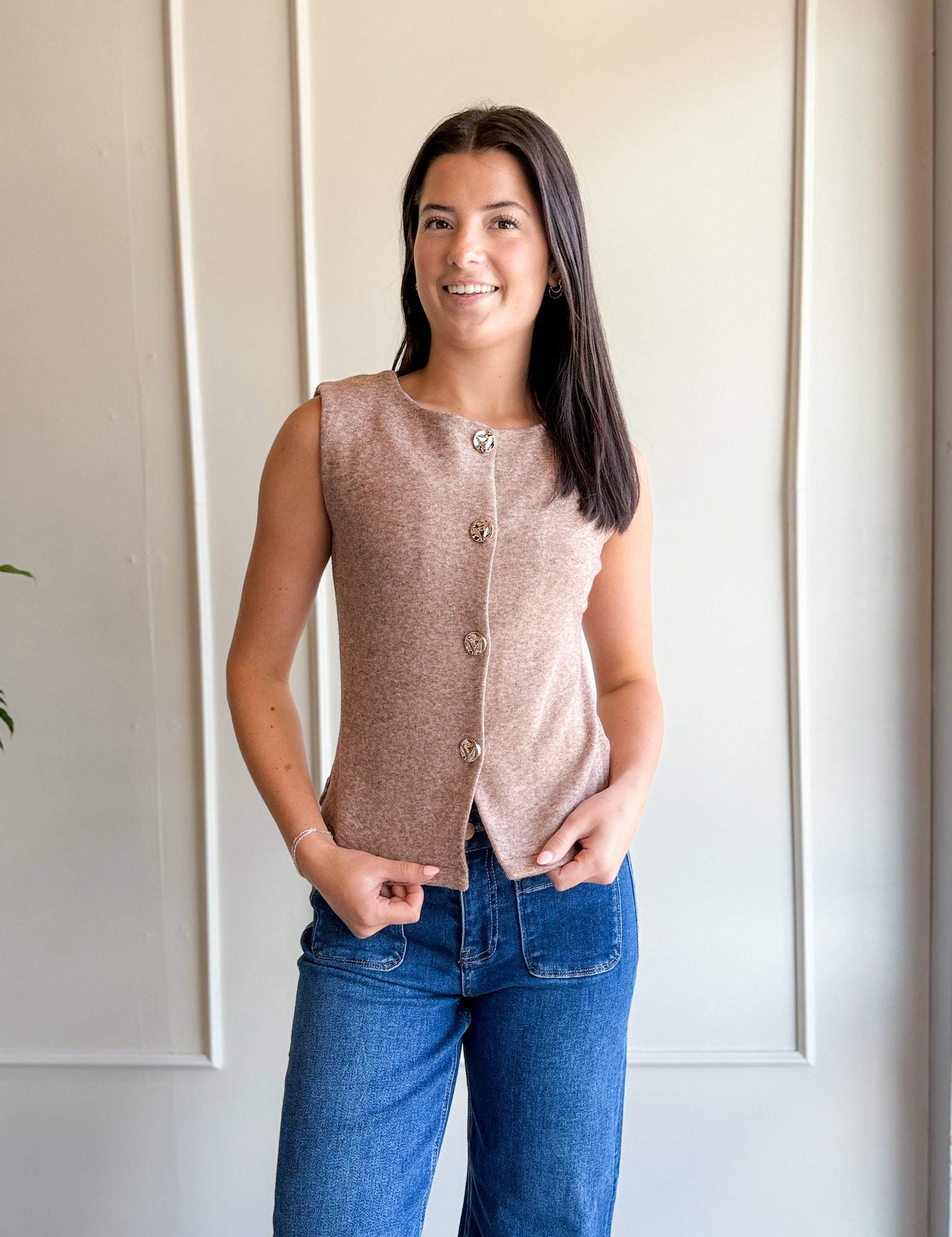 Gold Buttoned Up Knit Vest