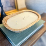 Oval Wood Dough Bowl Candle