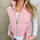 Sweet Side-Tie Gingham Vest in Pink