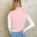 Sweet Side-Tie Gingham Vest in Pink
