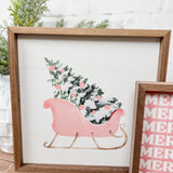 Pink Sleigh with Christmas Tree