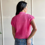 Hot Pink Mock Neck Knit Tank