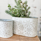 White Oval Buckets wSnowflakes