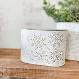 White Oval Buckets wSnowflakes