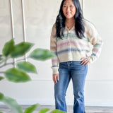 Pastel Stripe Button Front Cardigan