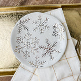 Round Stonewareplate With Gold Electroplated Snowflakes