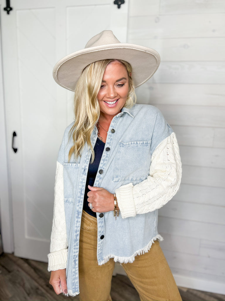 Knit Sleeve Denim Jacket Ankeny Real Deals