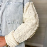 Knit Sleeve Denim Jacket