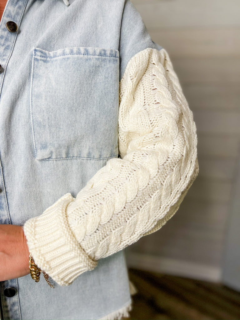 Knit Sleeve Denim Jacket Ankeny Real Deals