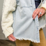 Knit Sleeve Denim Jacket