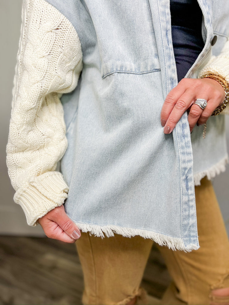 Knit Sleeve Denim Jacket Ankeny Real Deals