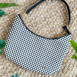 Black Check Woven Shoulder Bag