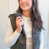 Faux Leather Puffer Vest