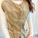 Washed Corduroy Button Vest