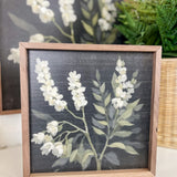 White Floral Prints On Black - 12x12