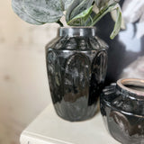 7" Black Ceramic Vase