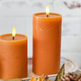 8" Orange Led Pillar Candle
