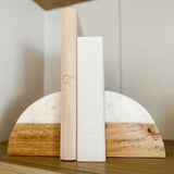 Wood/Marble Bookend Set