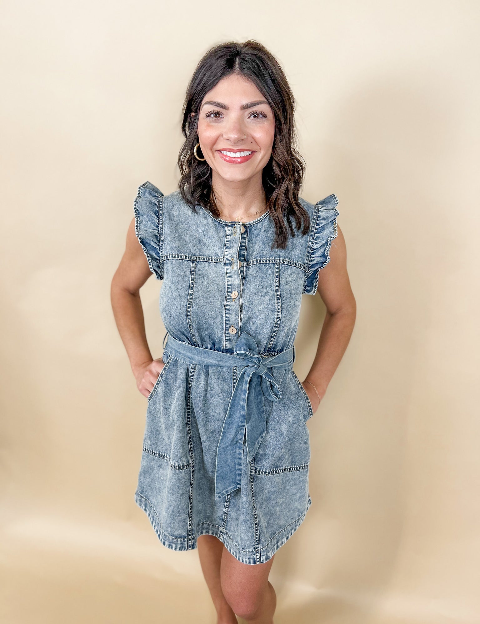 Frill Denim Dress