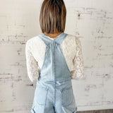 Seaside Stripe Denim Short Overalls