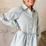 Heart Button Denim Babydoll Dress