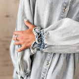 Heart Button Denim Babydoll Dress