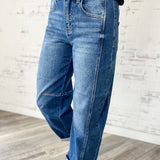 Risen Relaxed High Rise Straight Leg Denim Jeans