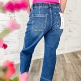 Risen Side Seam Straight Leg Jeans