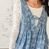 Sweet Meadow Denim Floral Romper