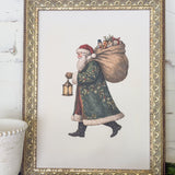 Santa With Lantern | 12x16"