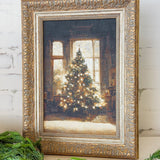 Glowing Christmas Tree Framed Antique Art | 14x18"