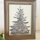 Vintage Pine Tree Framed Antique Art | 8x10"