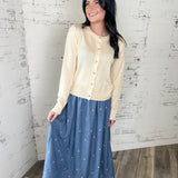 Golden Meadow Embroidered Midi Skirt